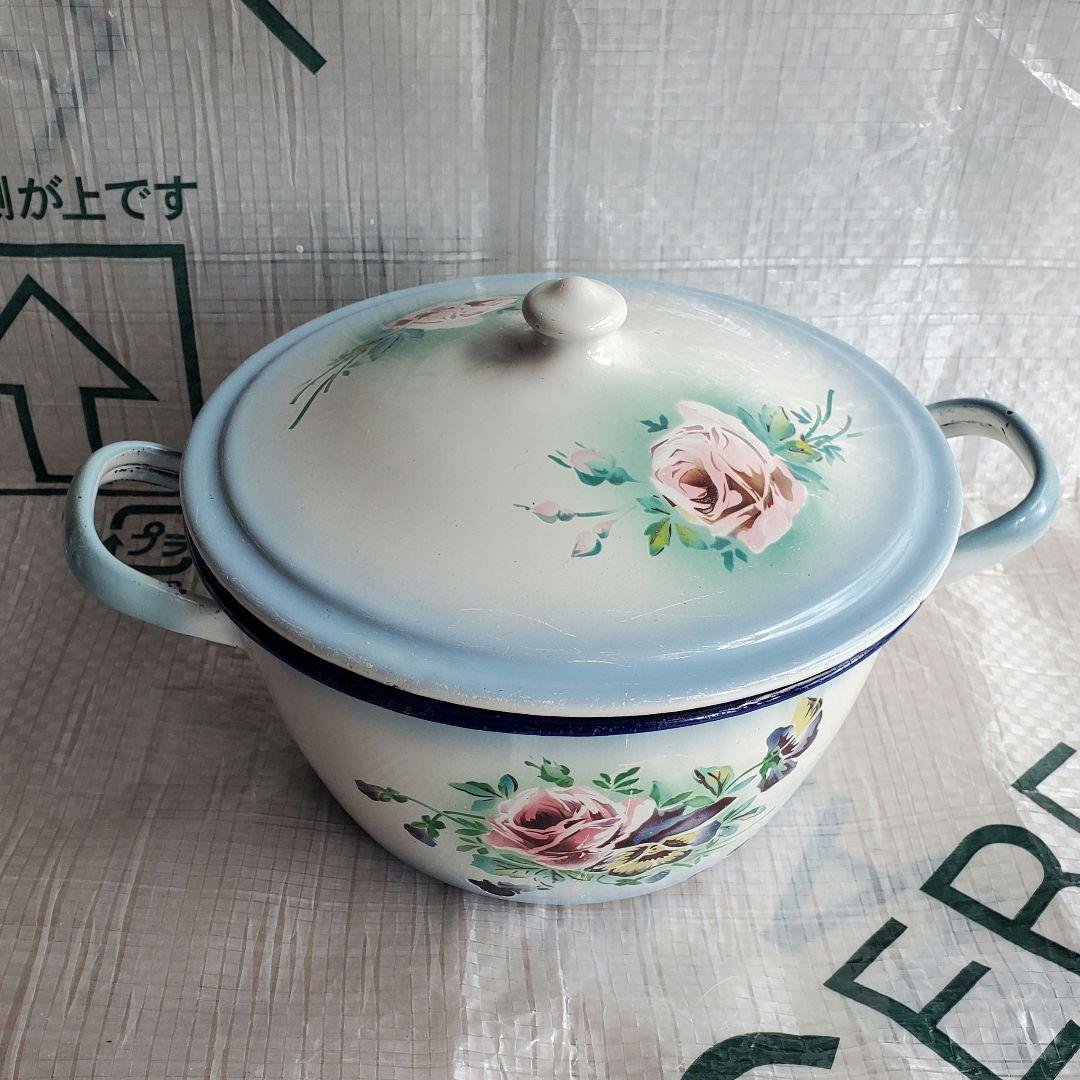 フランス　アンティーク　ホーロー　キャセロール
