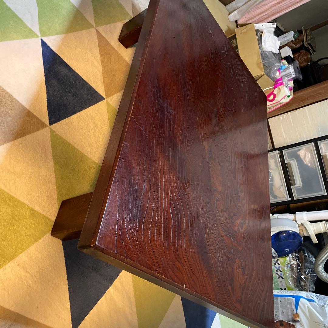 昭和レトロ　木製ダークブラウン座卓 四角形　六人掛け