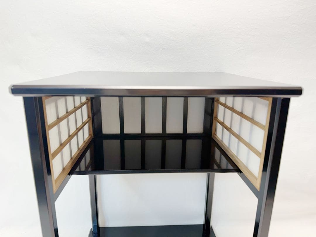 ほぼ未使用 茶道具 黒塗 即中斎好 好日棚 組立式 共箱