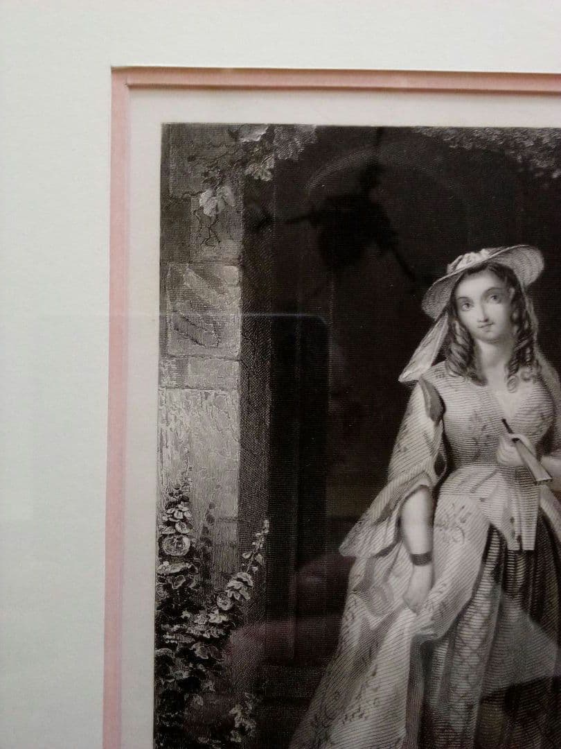 イギリス 銅版画 (エッチング技法) 婦人像