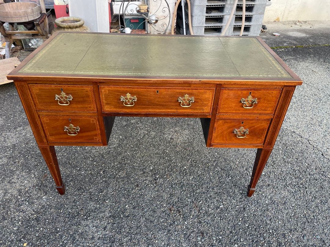 イギリス　書斎机　デスク マホガニー材 アンティーク　デスク　両袖　クラシック