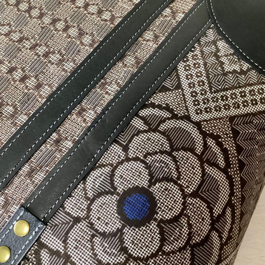 龍郷 大島紬 ×本革 着物リメイク トートバッグ 和装バッグ ハンドメイド Ａ4