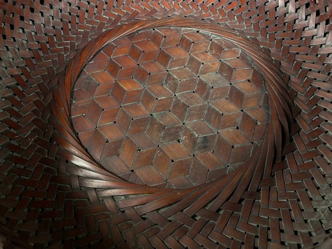 田辺竹雲斎造　竹籠　菓子籠　竹細工　茶道具　煎茶道具　径約28cm