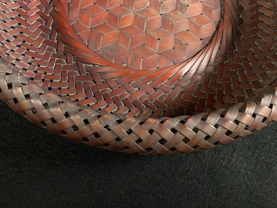 田辺竹雲斎造　竹籠　菓子籠　竹細工　茶道具　煎茶道具　径約28cm