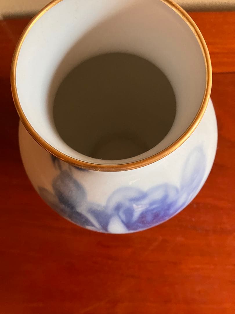 【昭和レトロ】最終値下げ‼️大倉陶園★陶磁器 花瓶 ブルーローズ