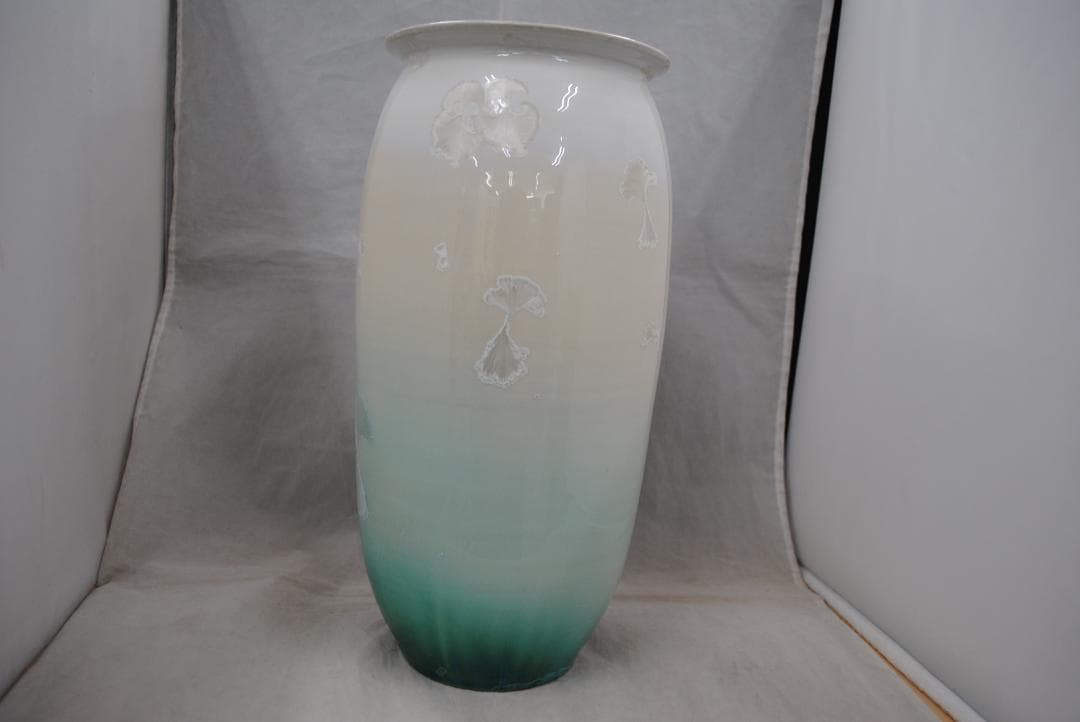 [1781]花器 彩墨結晶釉 孫超作　台湾　中国美術　古玩　陶磁器　花瓶　箱付き