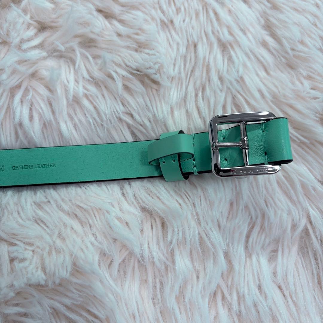 未使用級✨Tiffany レザー首輪 M プレート 金具 4段調整