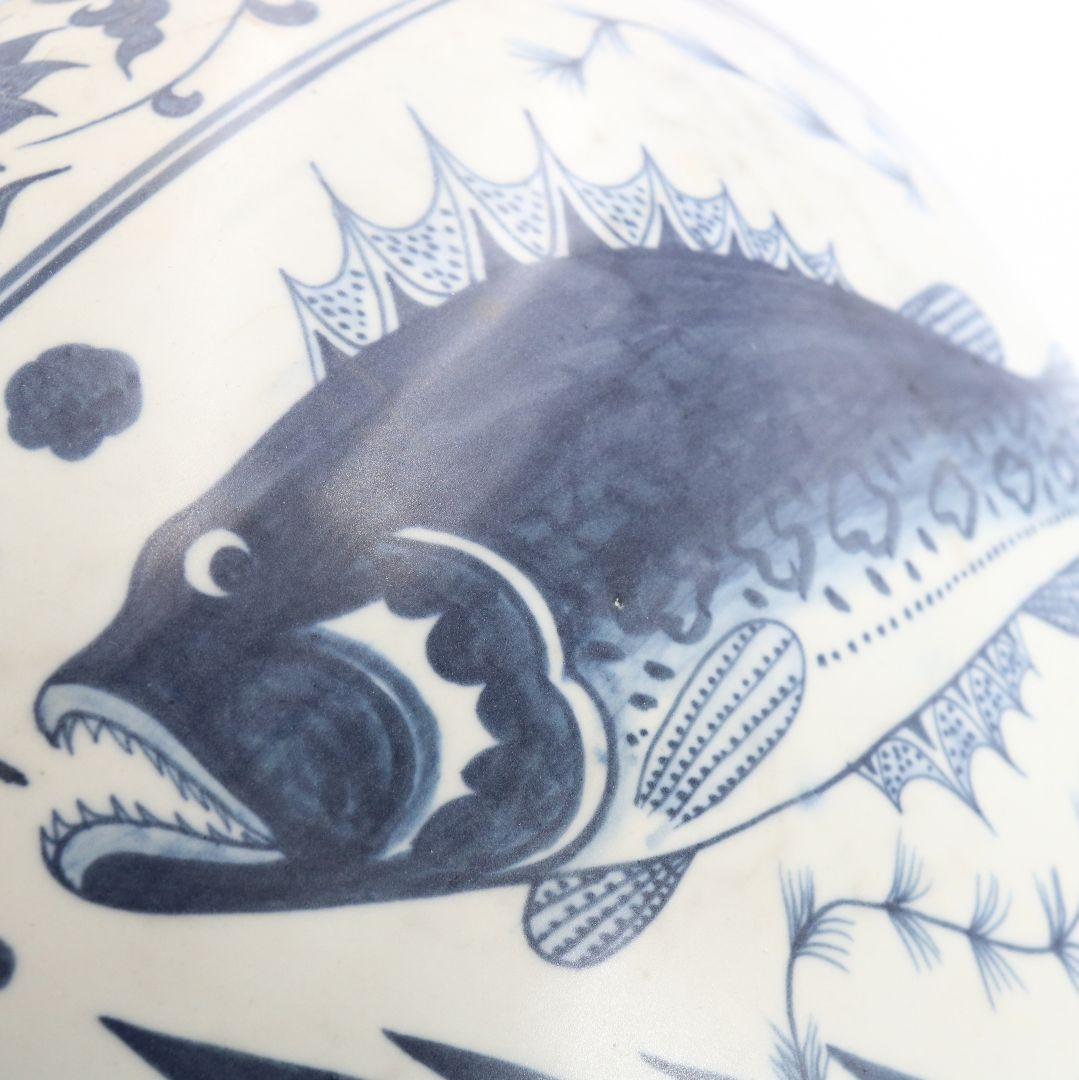 中国 青花魚藻文大壺 壷　C294