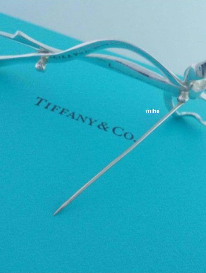 レア 磨き済 ティファニー リボン ブローチ ラージ シルバー