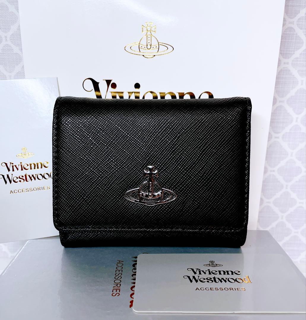 【最新◇ショッパー付】新品 ヴィヴィアン・ウエストウッド 3折財布 黒