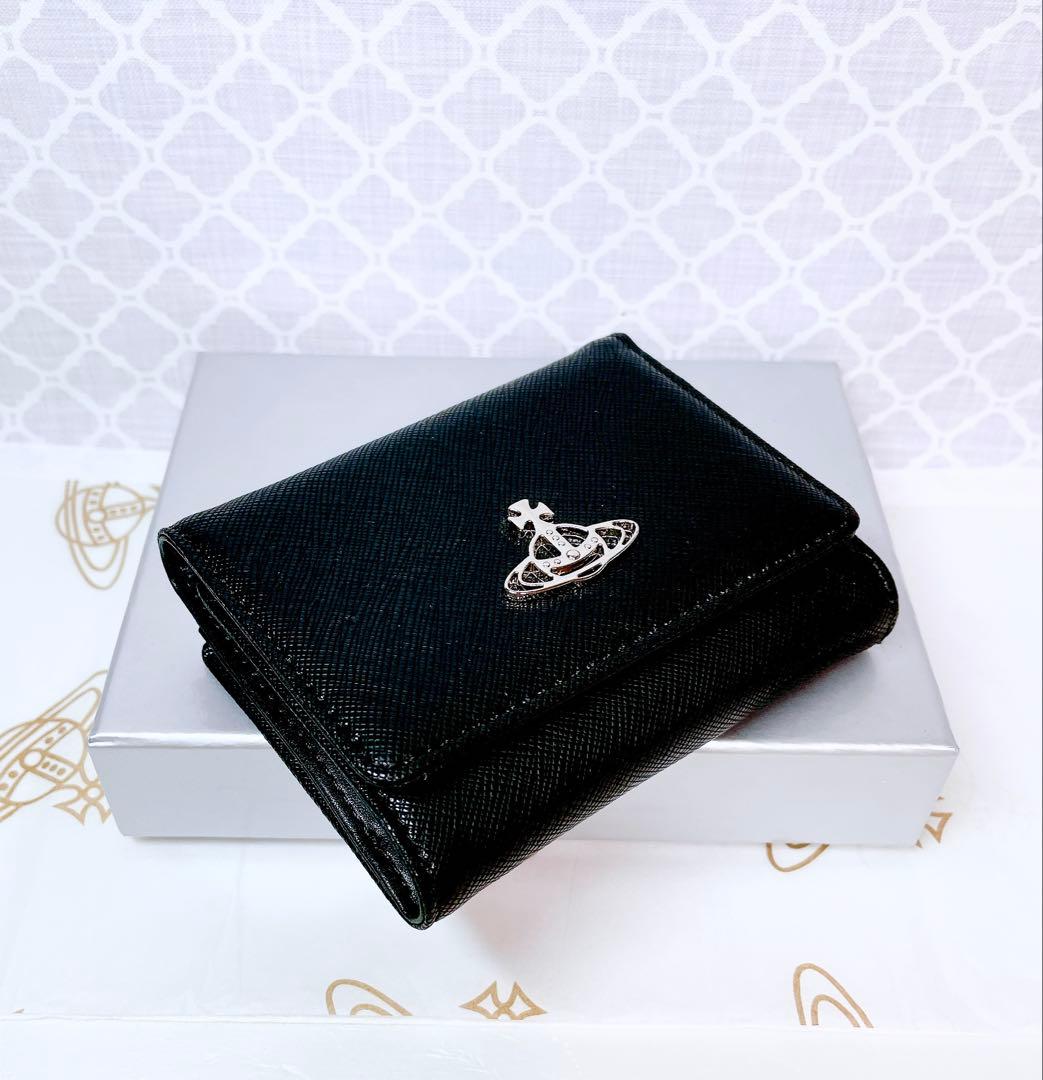 【最新◇ショッパー付】新品 ヴィヴィアン・ウエストウッド 3折財布 黒