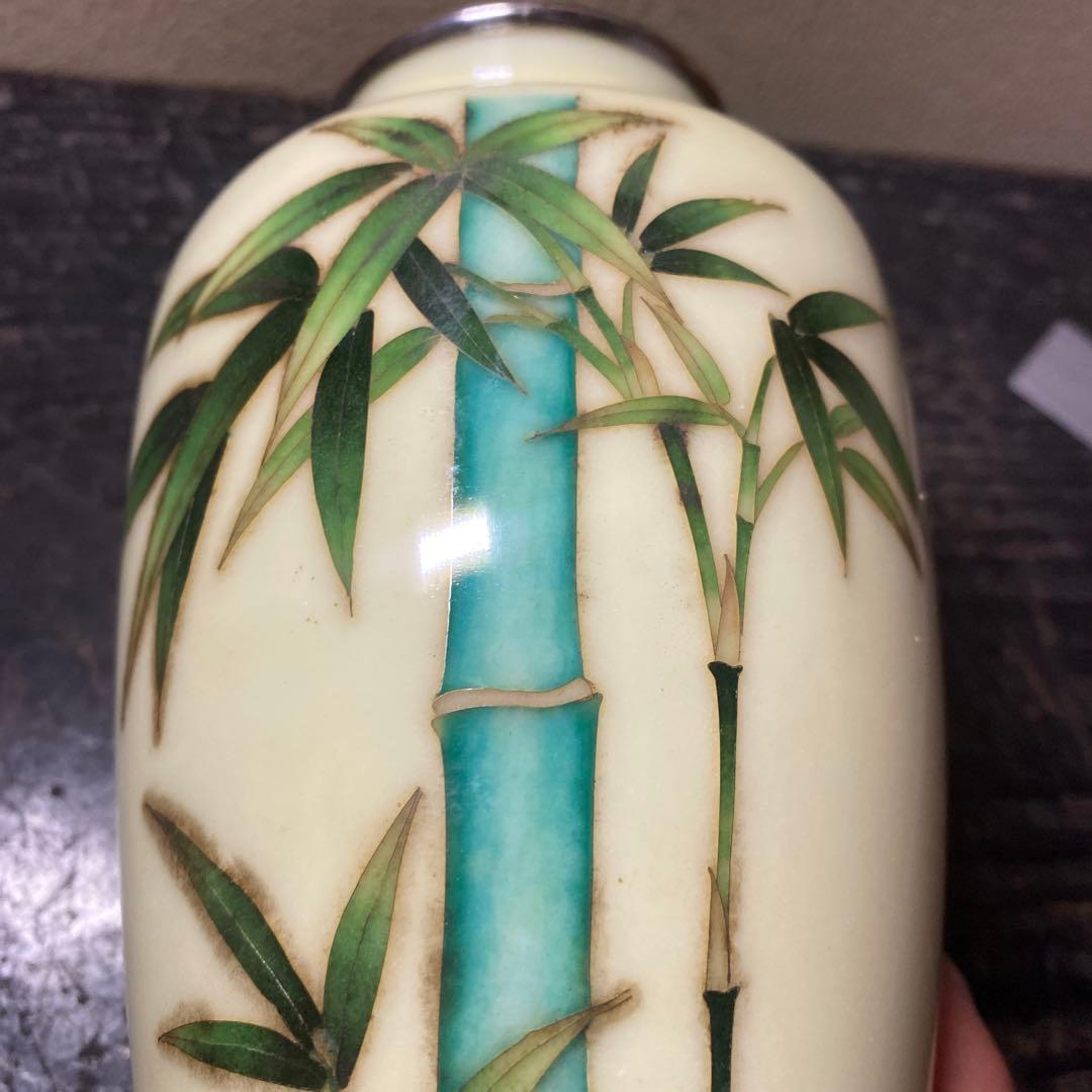 古玩　竹図七宝花瓶