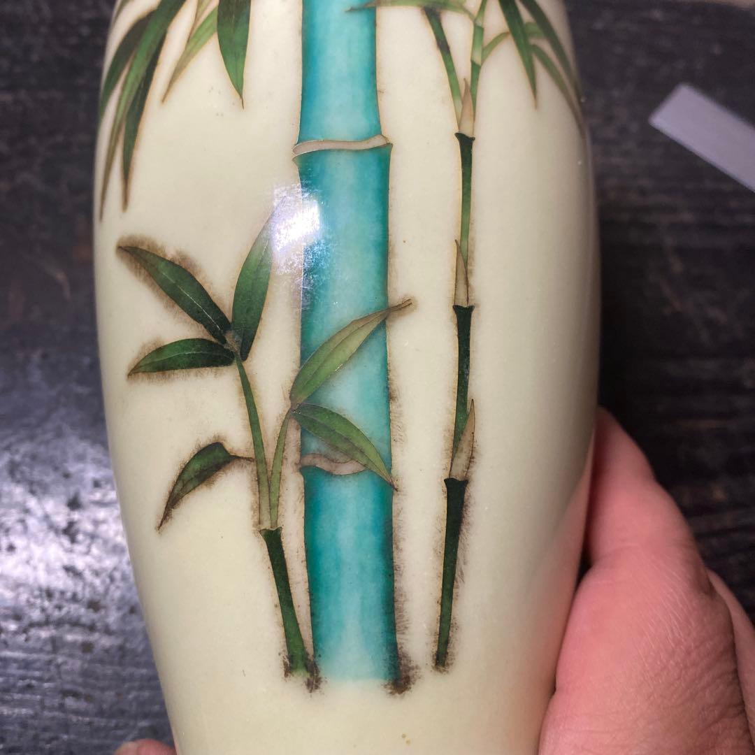 古玩　竹図七宝花瓶