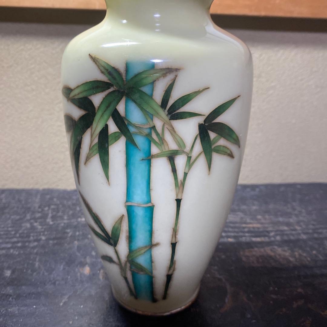 古玩　竹図七宝花瓶