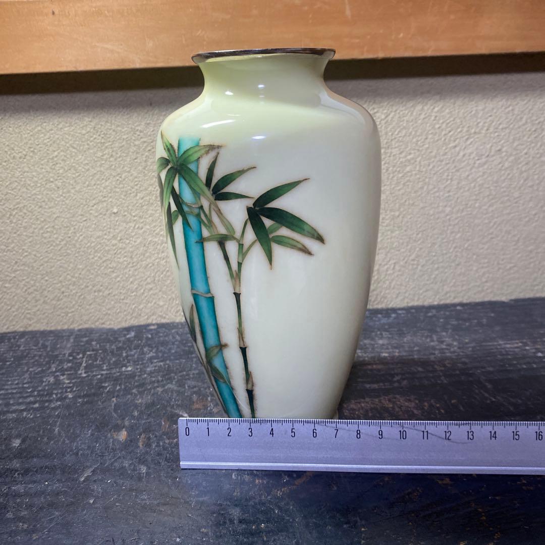 古玩　竹図七宝花瓶