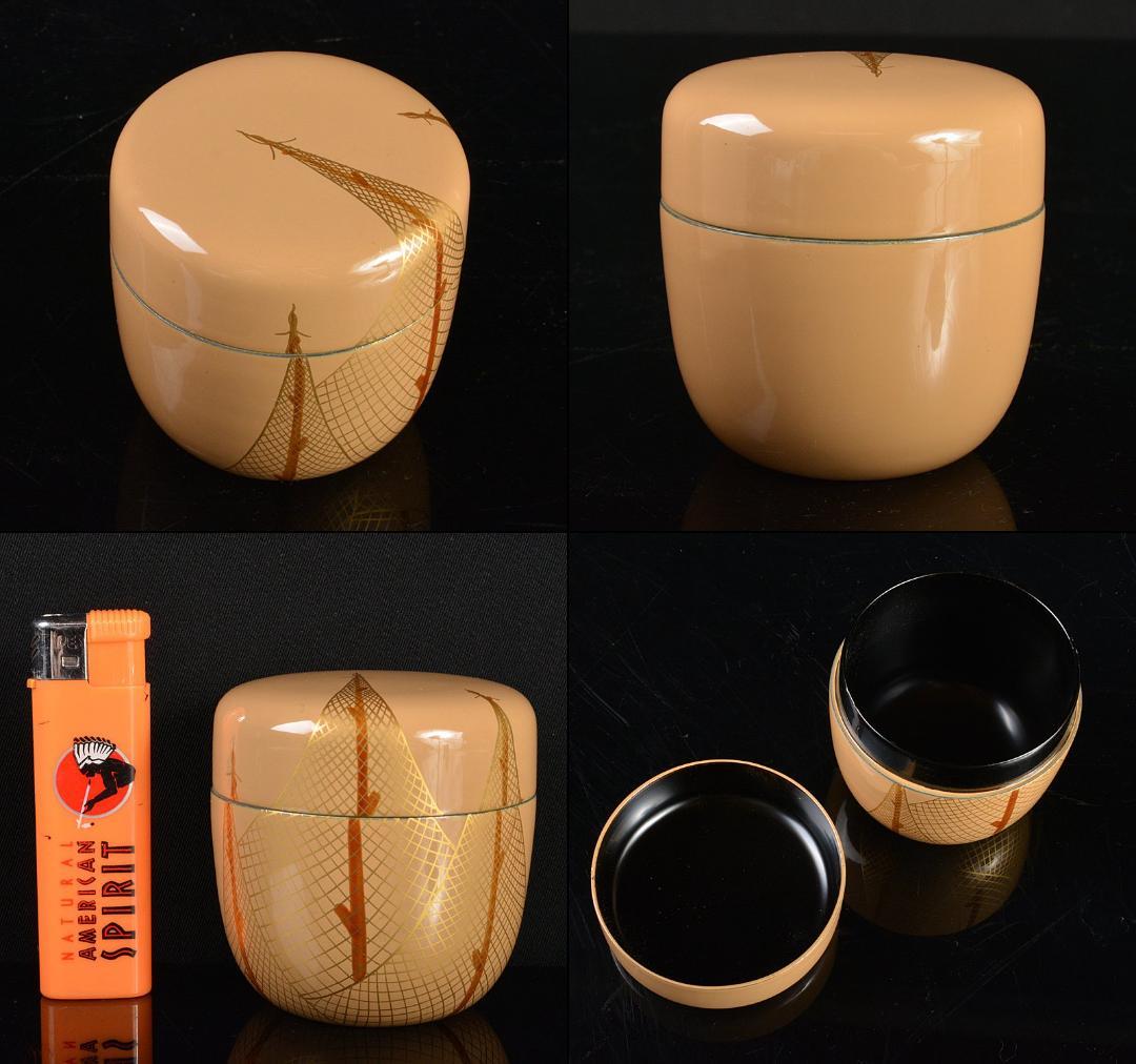 むっちゃん　茶道具　中村湖彩作　干網蒔絵　中棗　共箱　V　R5435