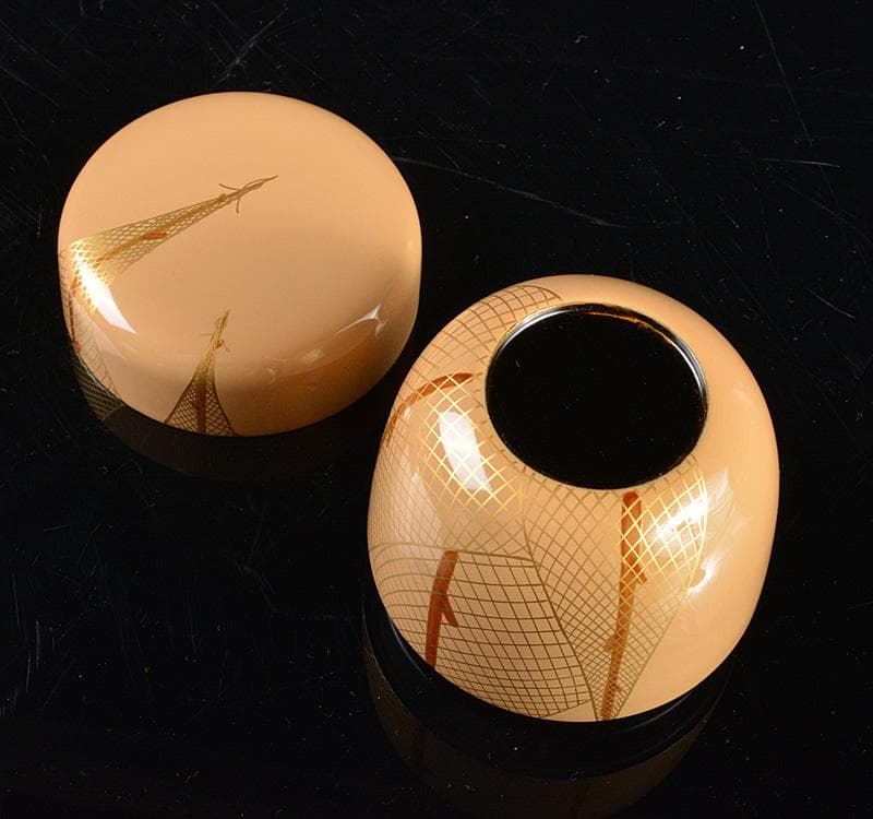 むっちゃん　茶道具　中村湖彩作　干網蒔絵　中棗　共箱　V　R5435