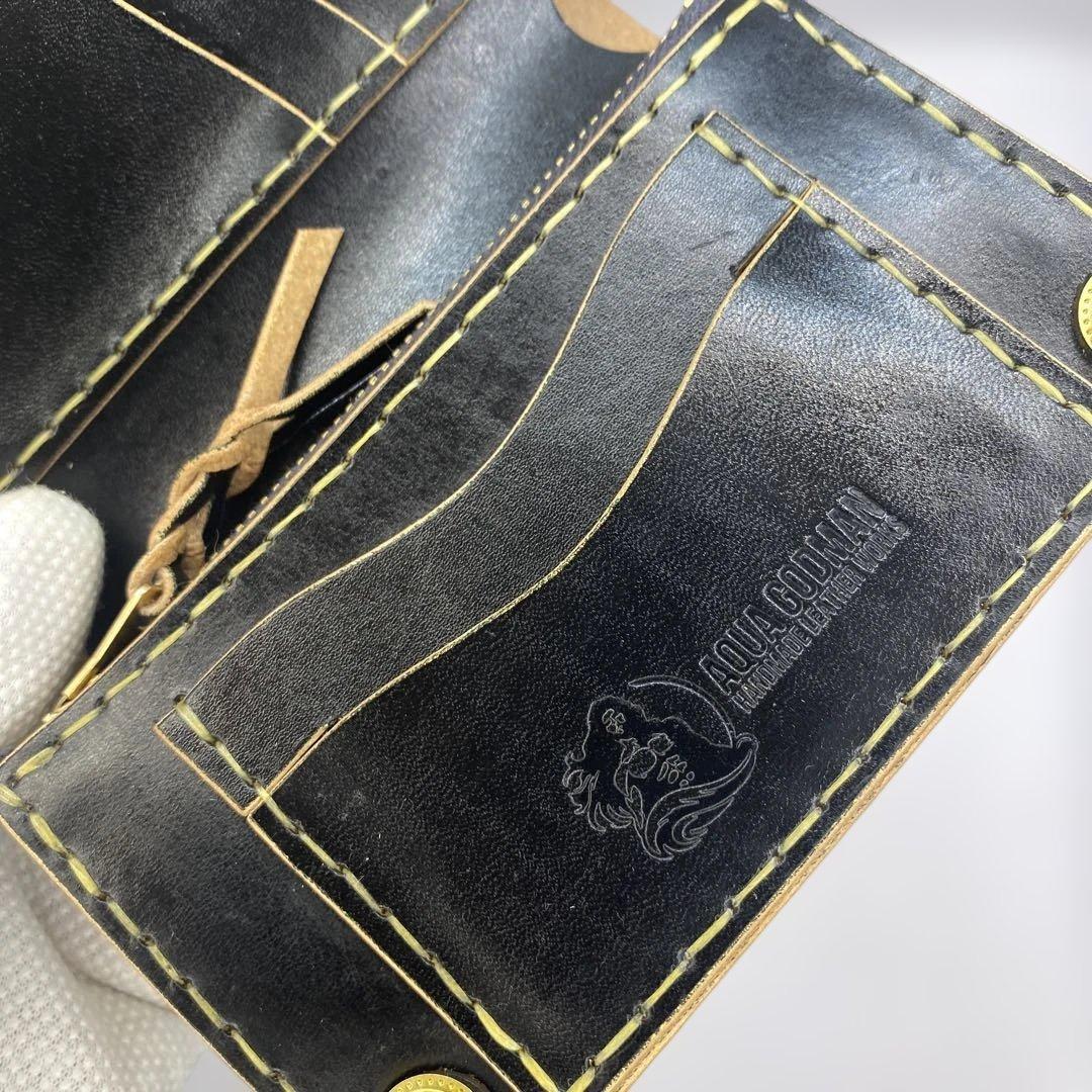 人気の折らずお札収納 丘染めブラックの無骨トラッカーウォレット T-MTW726