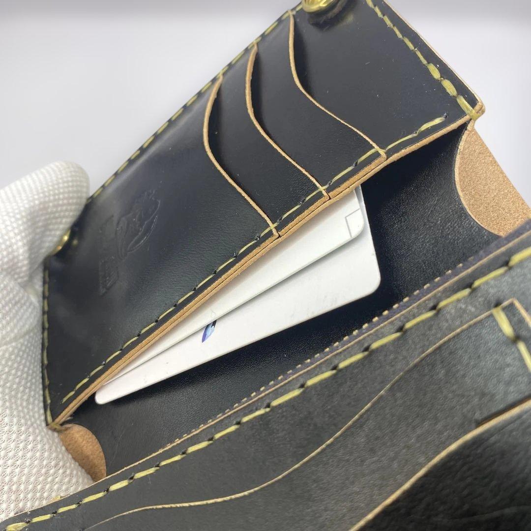 人気の折らずお札収納 丘染めブラックの無骨トラッカーウォレット T-MTW726