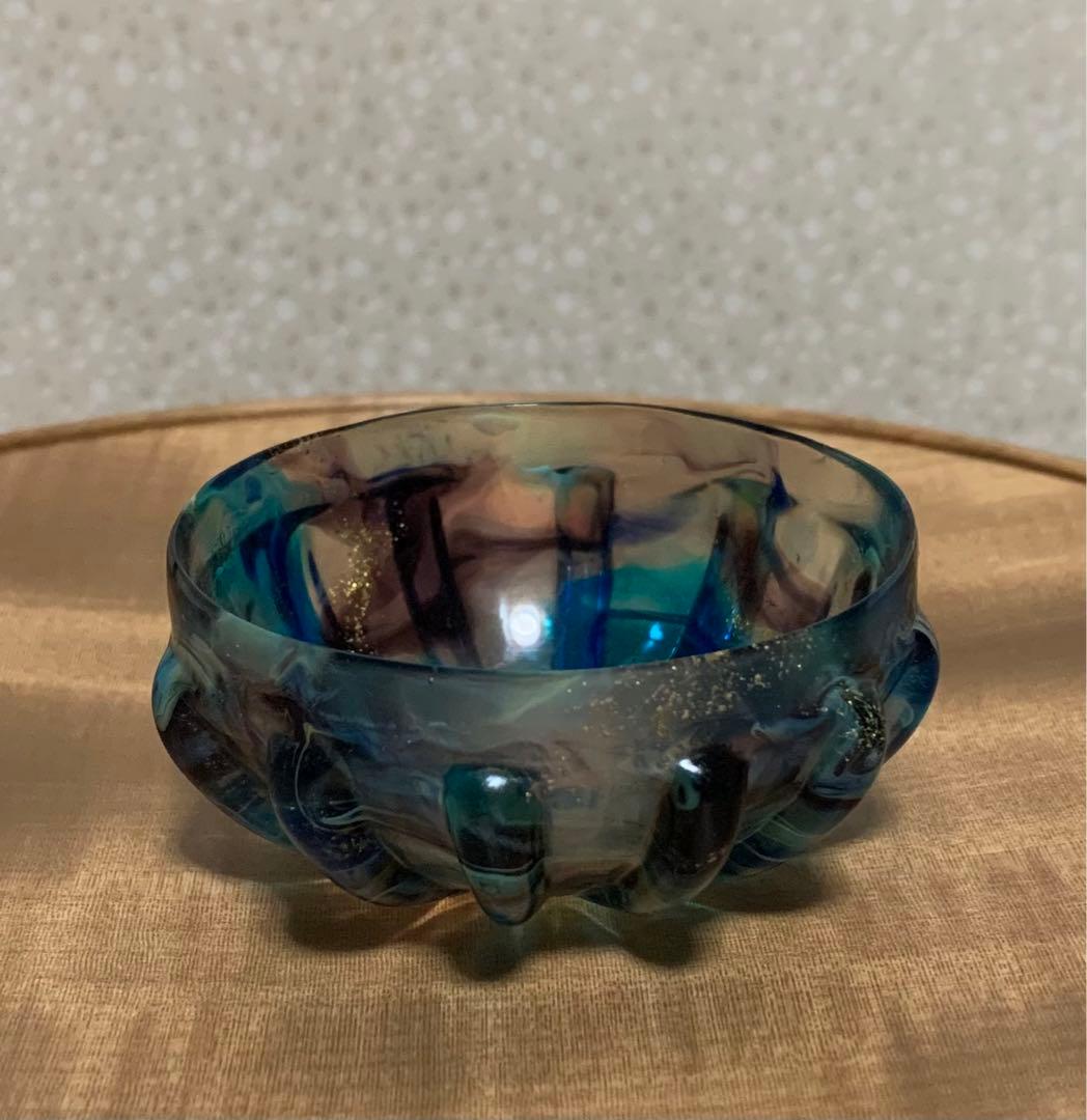 【希少作】酒器　松島巌 作　多色マーブル畝盃