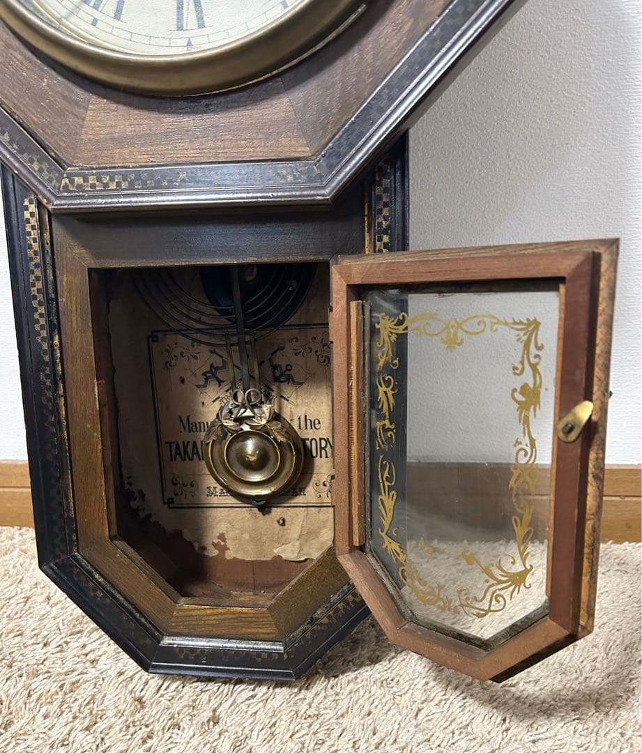 レア品　明治　レトロ 古時計 振り子時計 掛時計 柱時計　ぜんまい アンティーク