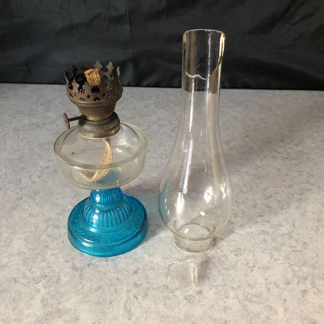 2色　ガラス置きランプ　置き台、蓋無し収納箱付き