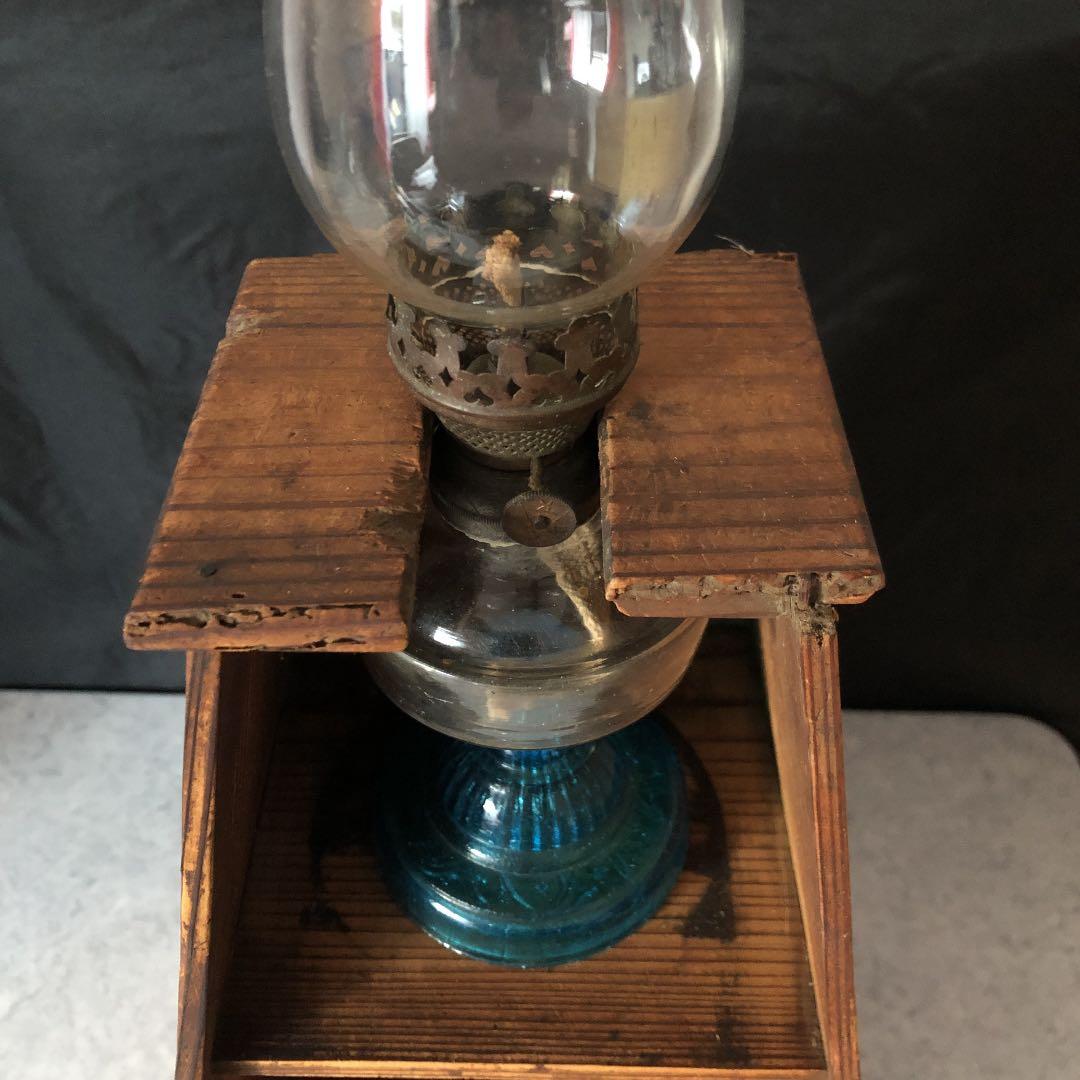 2色　ガラス置きランプ　置き台、蓋無し収納箱付き