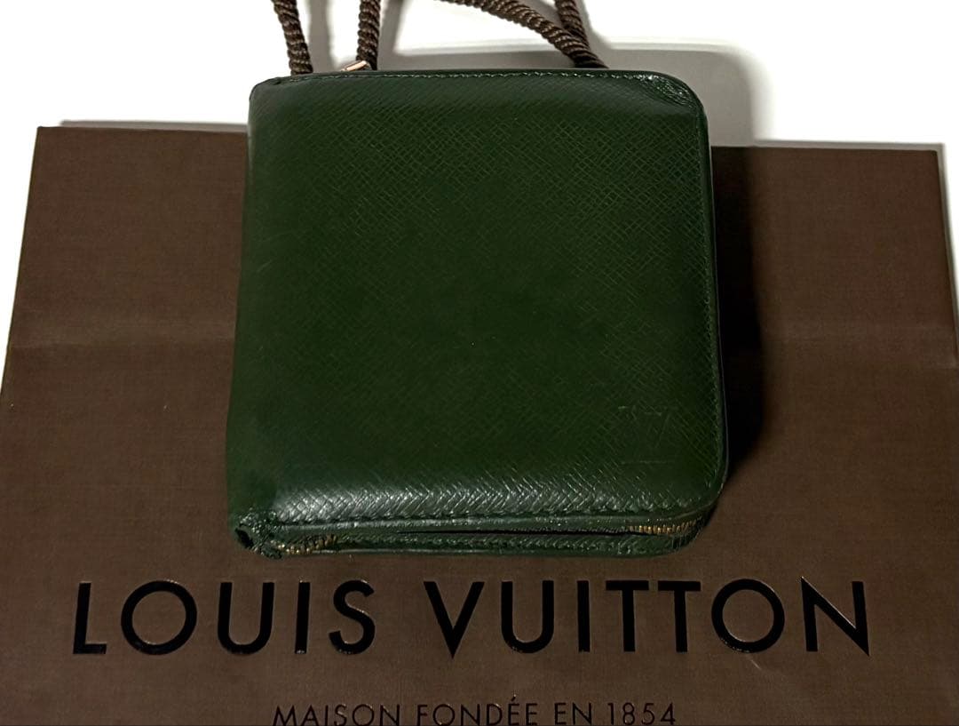 パパ！Louis Vuitton☆グリーンレザー 折り財布☆保管ケース
