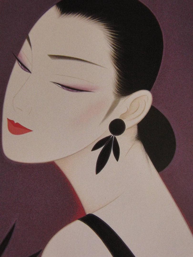 鶴田一郎、【ときめき】、希少な額装用画集より、新品額装付、状態良好