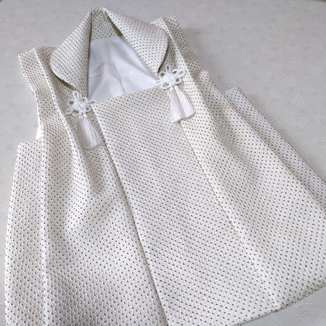 七五三３歳正絹総絞り手縫いの被布（アイボリー色）中綿無し