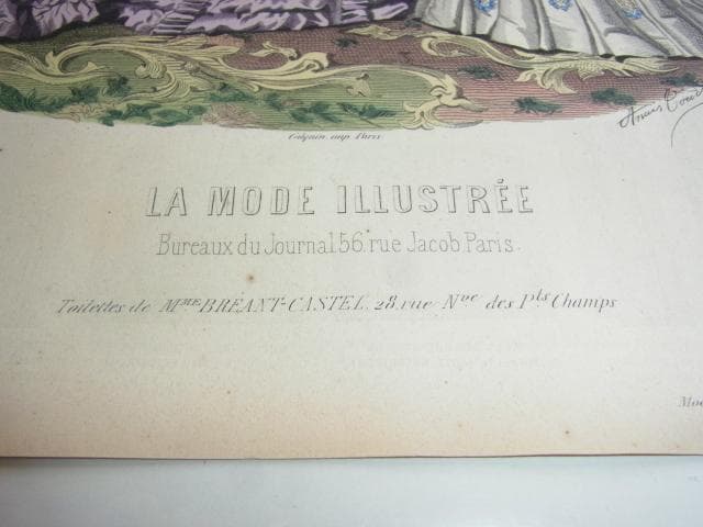 美品 明治4年 銅版画■仏製ファッション誌『ラ・モード・イリュストレ』No.29