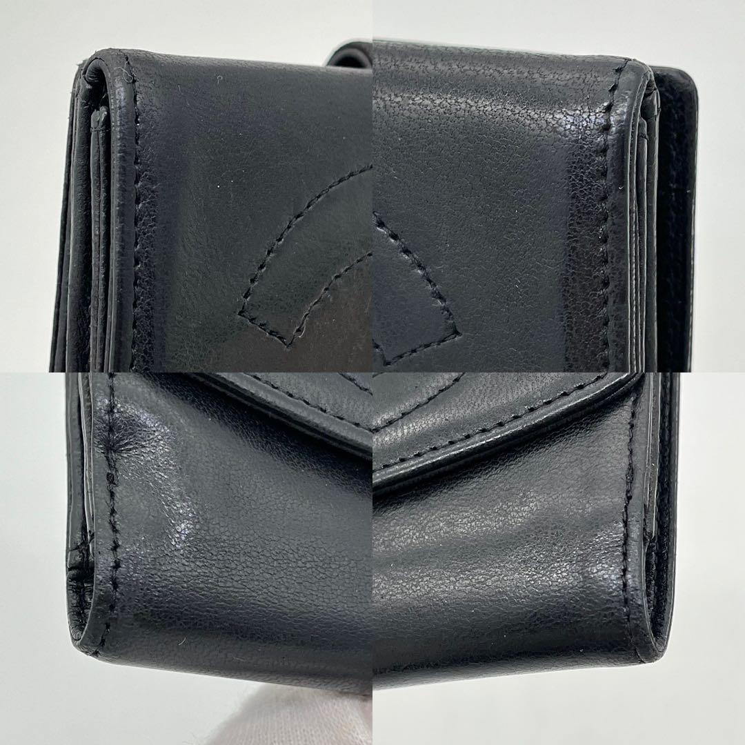 CHANEL 二つ折り財布 デカココマーク ロゴ入り 黒 ギャランティカード付き