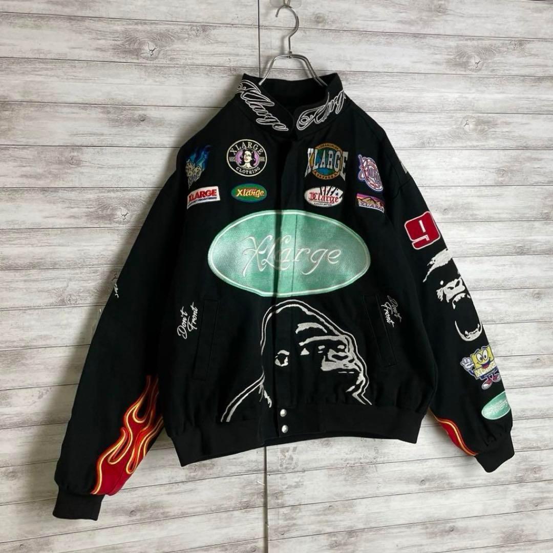 【超おすすめ】エクストララージレーシングジャケット 刺繍 パッチロゴ満載