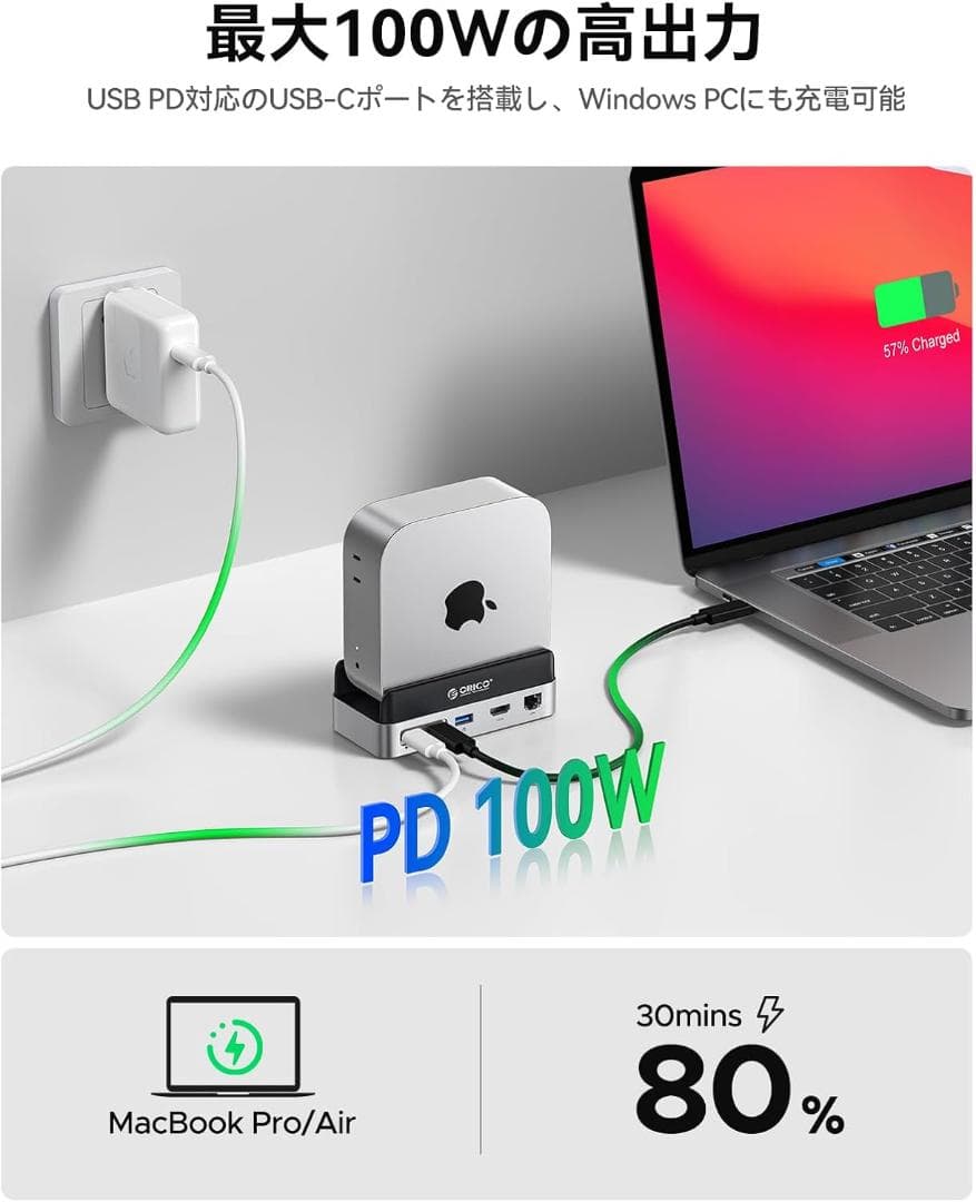 Mac mini M4用ドック 10-IN-1 ハブ 10Gbps