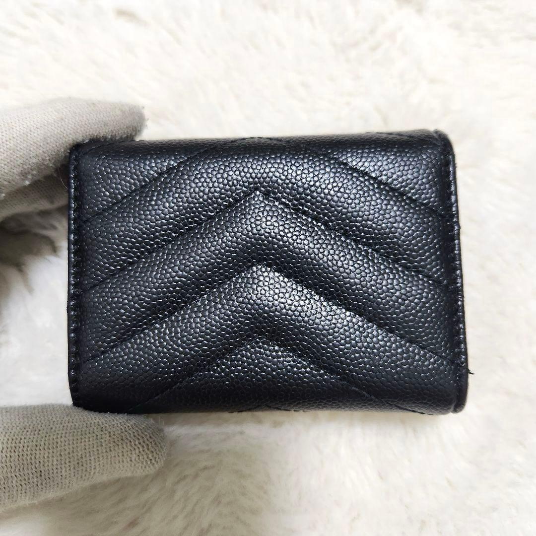 ✨極美品　付属品あり✨サンローラン　三つ折り　カサンドラ　ブラック　レザー　黒