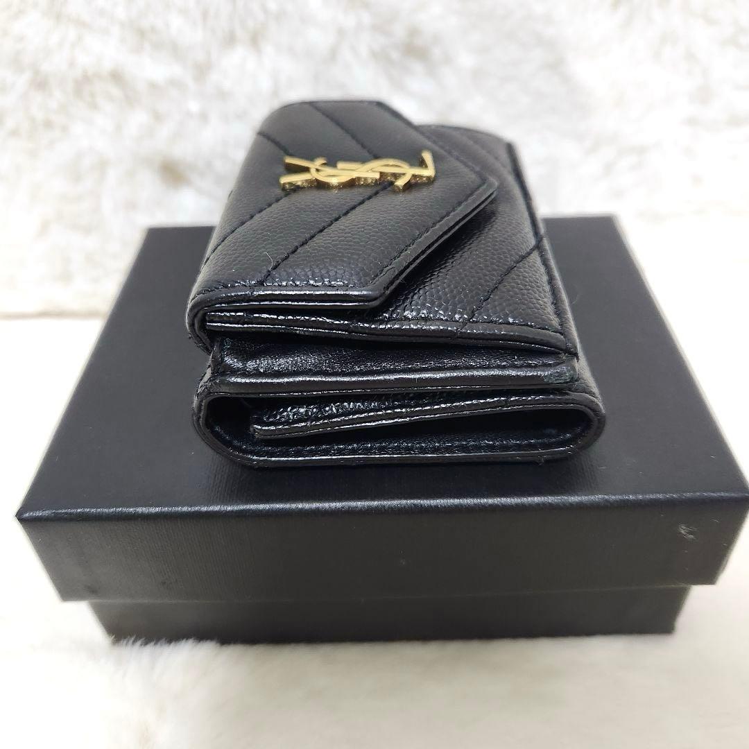 ✨極美品　付属品あり✨サンローラン　三つ折り　カサンドラ　ブラック　レザー　黒