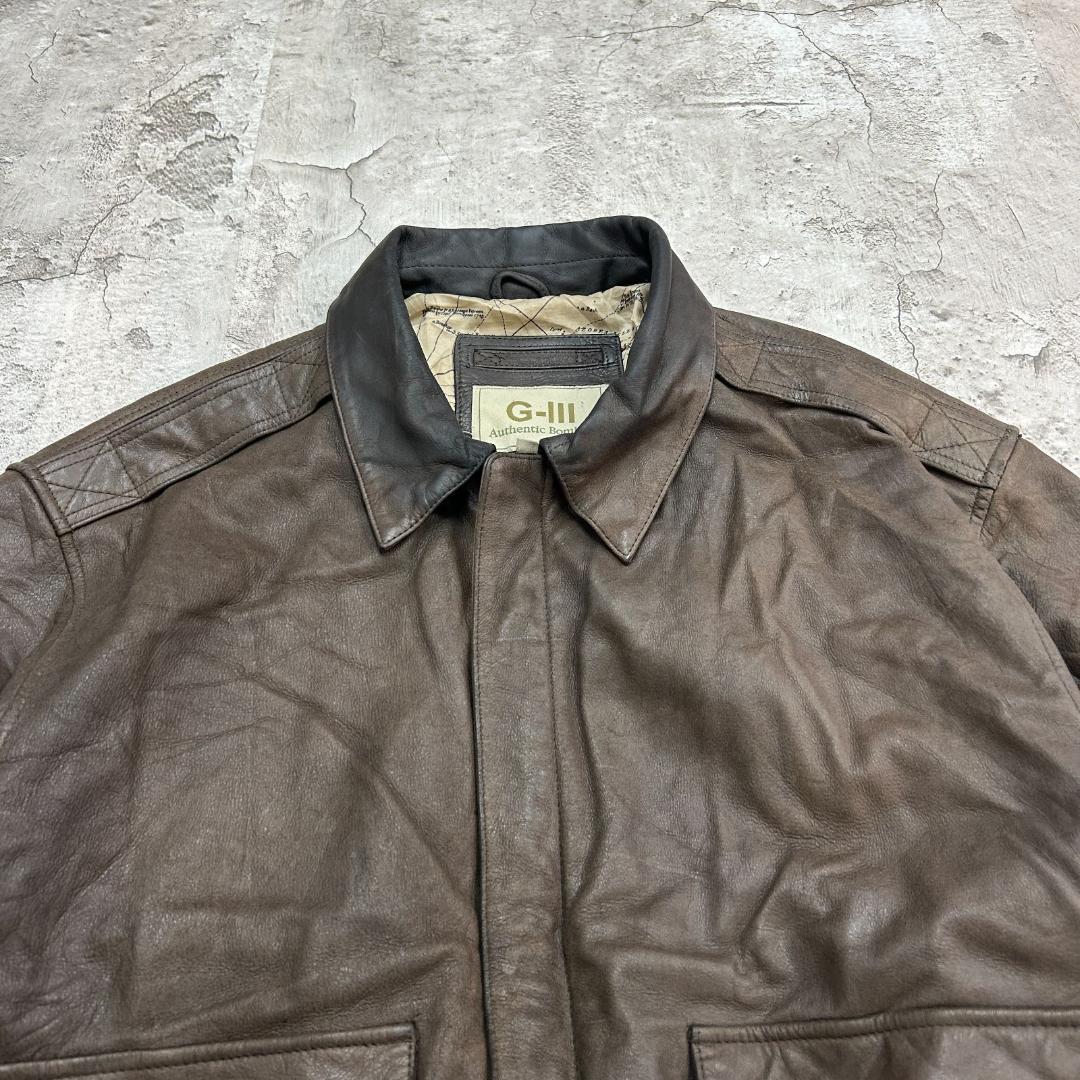 ロ*ク様 G-III 　レザージャケット　A-2　古着　ブラウン　茶色　L