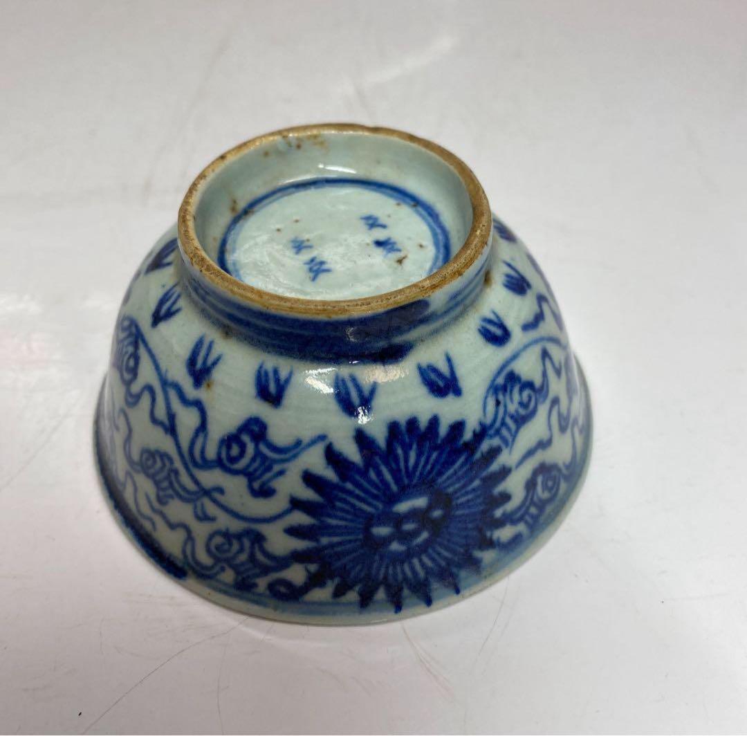 中国明時代 青花古染付小碗 皿・鉢 サイズ9.6cm