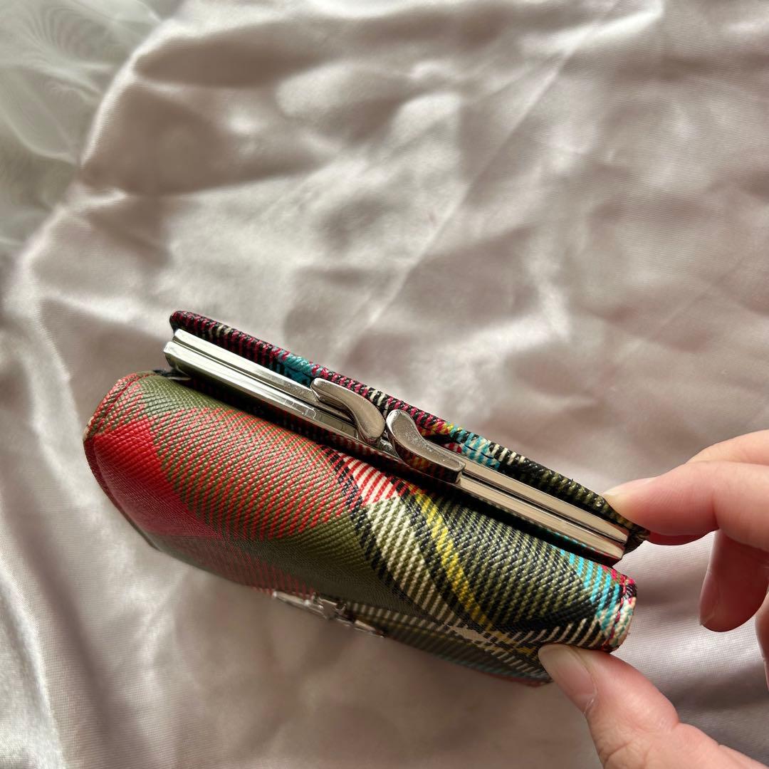 レア ◆ Vivienne Westwood 財布：三折り＋がま口 緑チェック柄