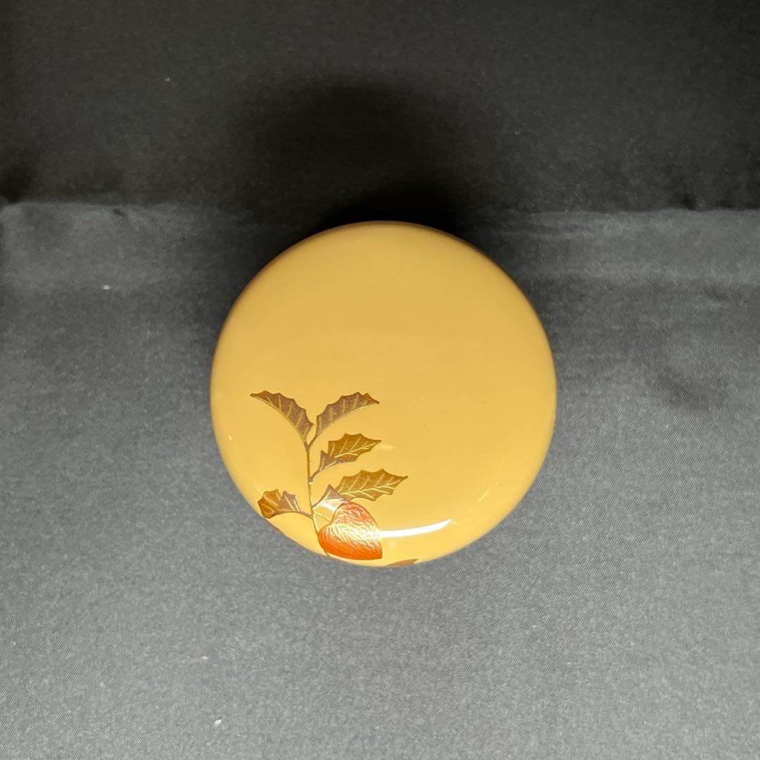 【池端治峰】 白塗 酸漿蒔絵 中棗 （共箱、共布）送料無料 36