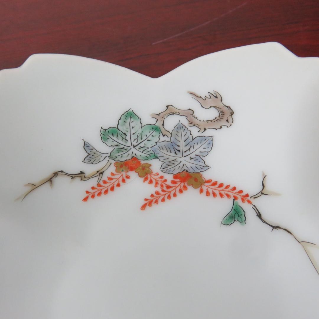 皿 中皿 鳳凰 変形皿 桜型 花形 白磁 銘 明治 大正