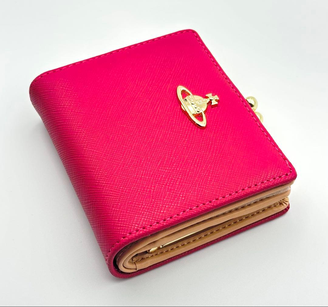 【♡新品未使用♡】Vivienne Westwood 二つ折り財布 ピーチ 人気