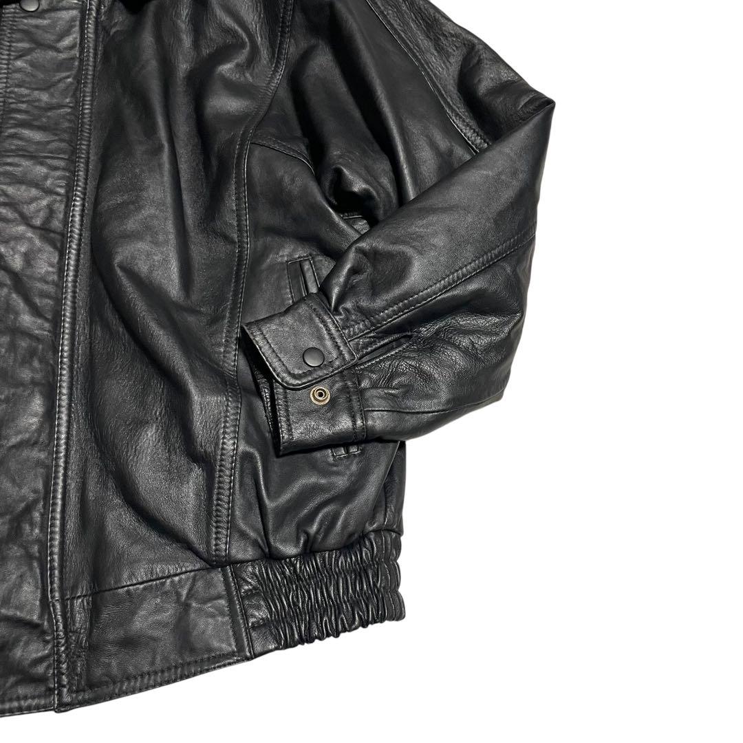 【manful】本革 リアルレザーシングルライダースジャケット ブラック M