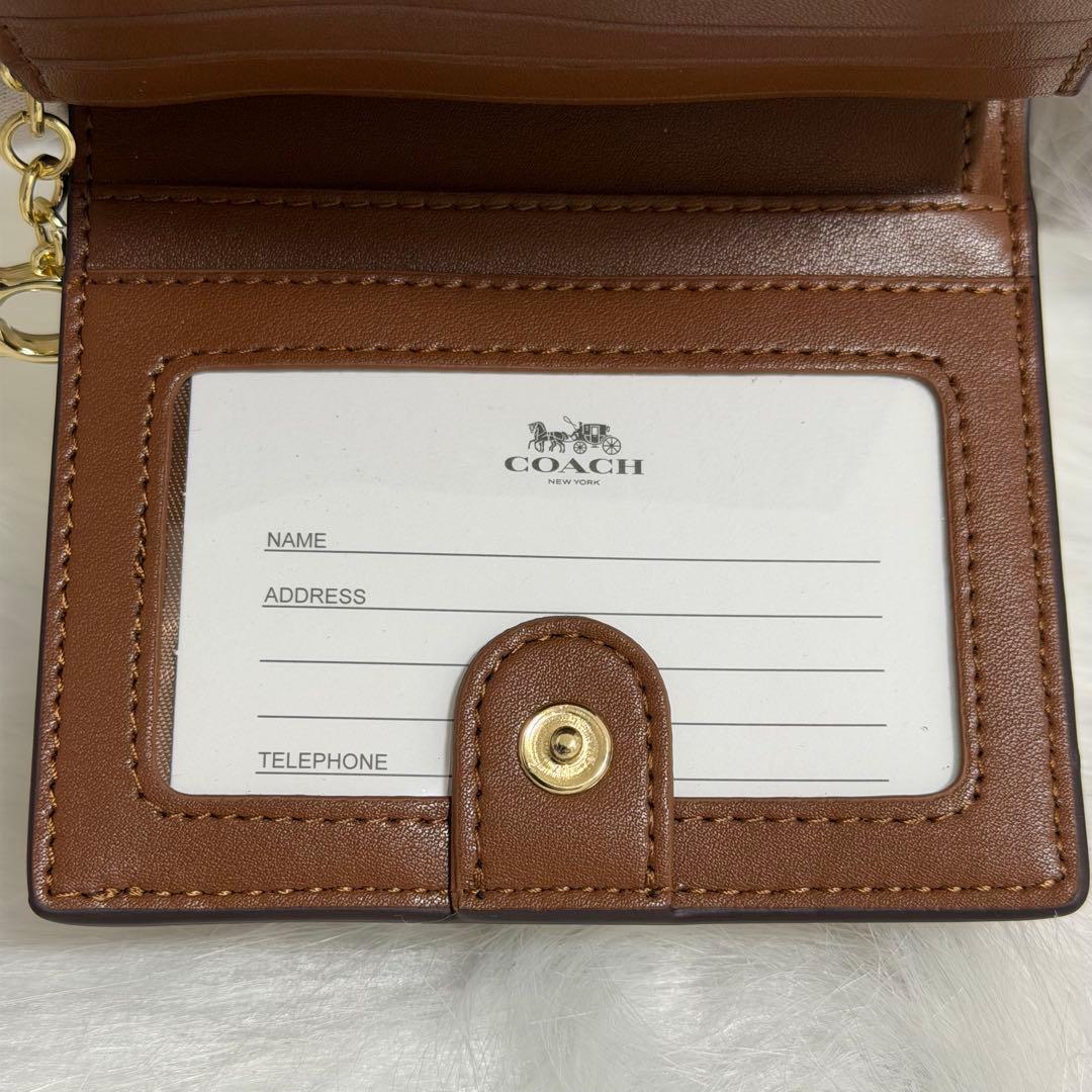 【新品未使用✨COACH】二つ折り財布/ベージュ/定期入れ/カード/シグネチャー