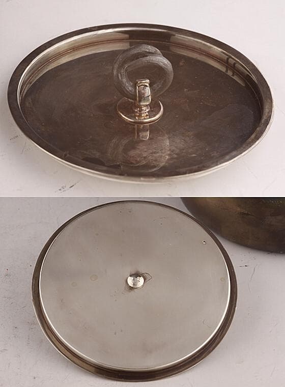 ◆北村靜香 造 銀瓶 純銀 南鐐平安形瓶 鉄の釣手◆検）真鍋静良 光玉堂 鉄瓶