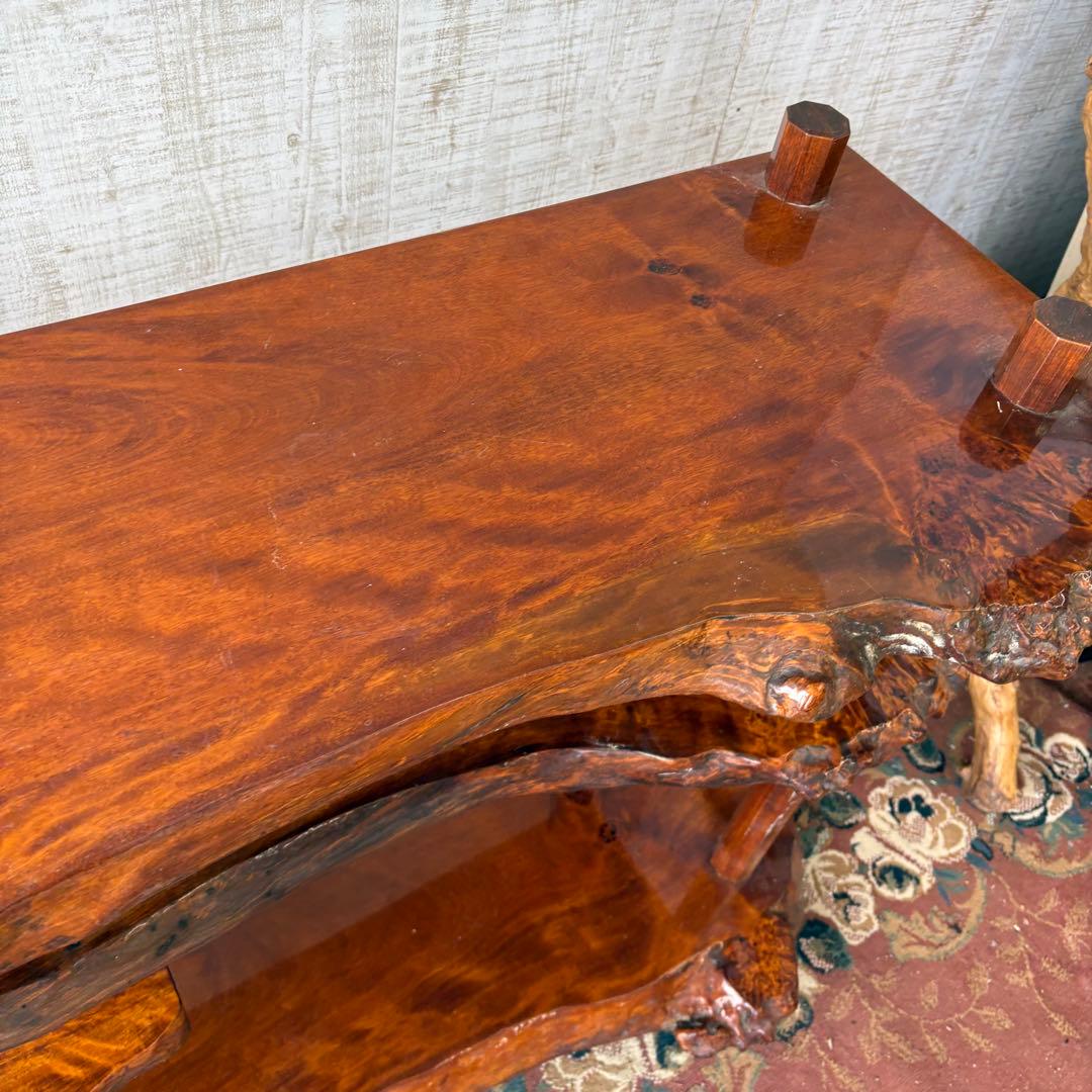 唐木家具 銘木 花梨一枚板 階段棚 茶箪笥 飾り棚 サイドボード ビンテージ