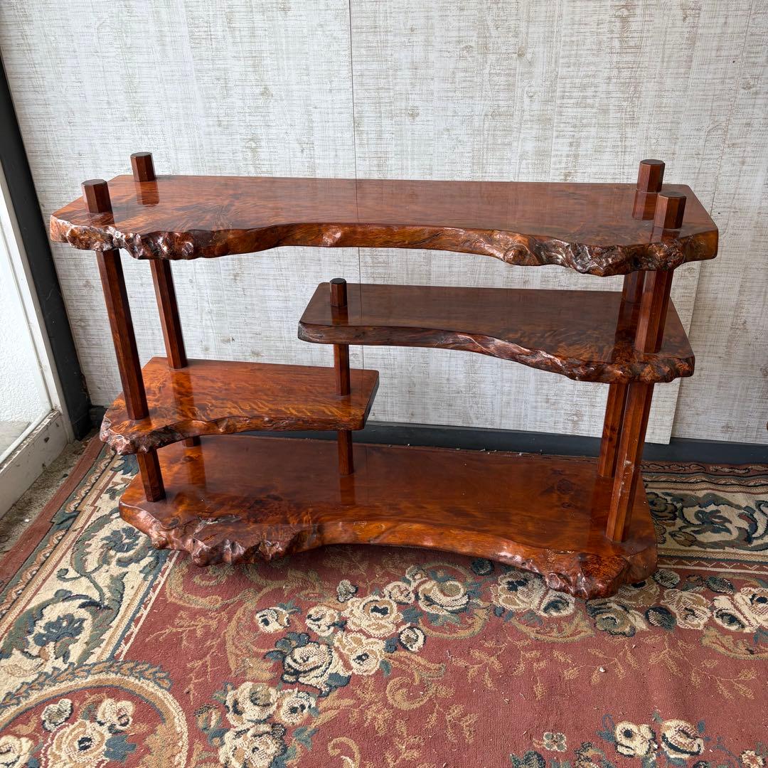 唐木家具 銘木 花梨一枚板 階段棚 茶箪笥 飾り棚 サイドボード ビンテージ