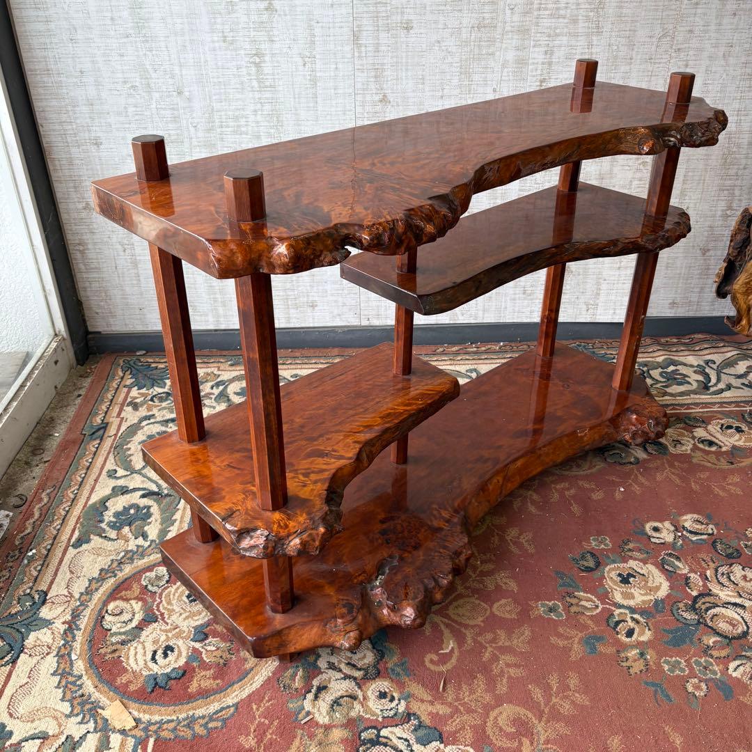 唐木家具 銘木 花梨一枚板 階段棚 茶箪笥 飾り棚 サイドボード ビンテージ