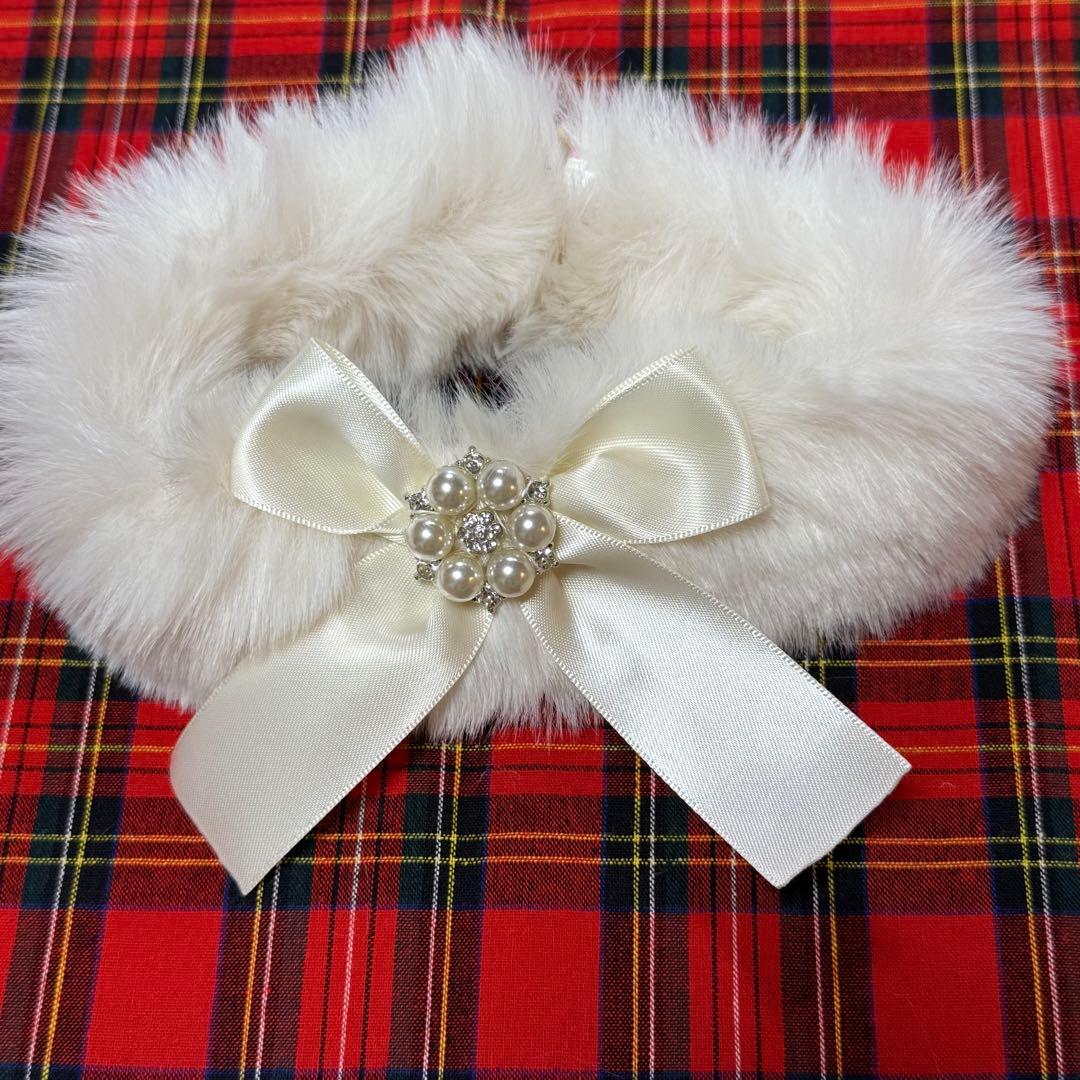 1434.わんこファースヌード　つけ襟マフラー　ハンドメイド　犬服