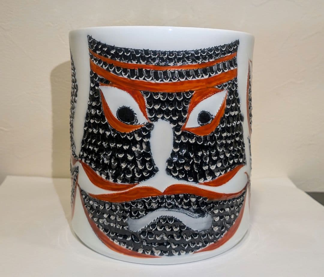 『長野恵之輔』隈取文　水指　有田焼　歌舞伎　守静坊窯　茶道具　共箱くまどり